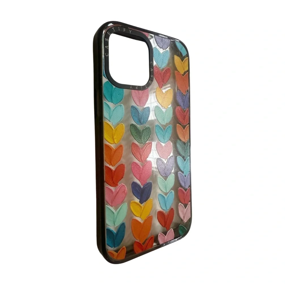Casetify Clear Polka Daub Hearts IPhone 12 Pro Max Phone Case